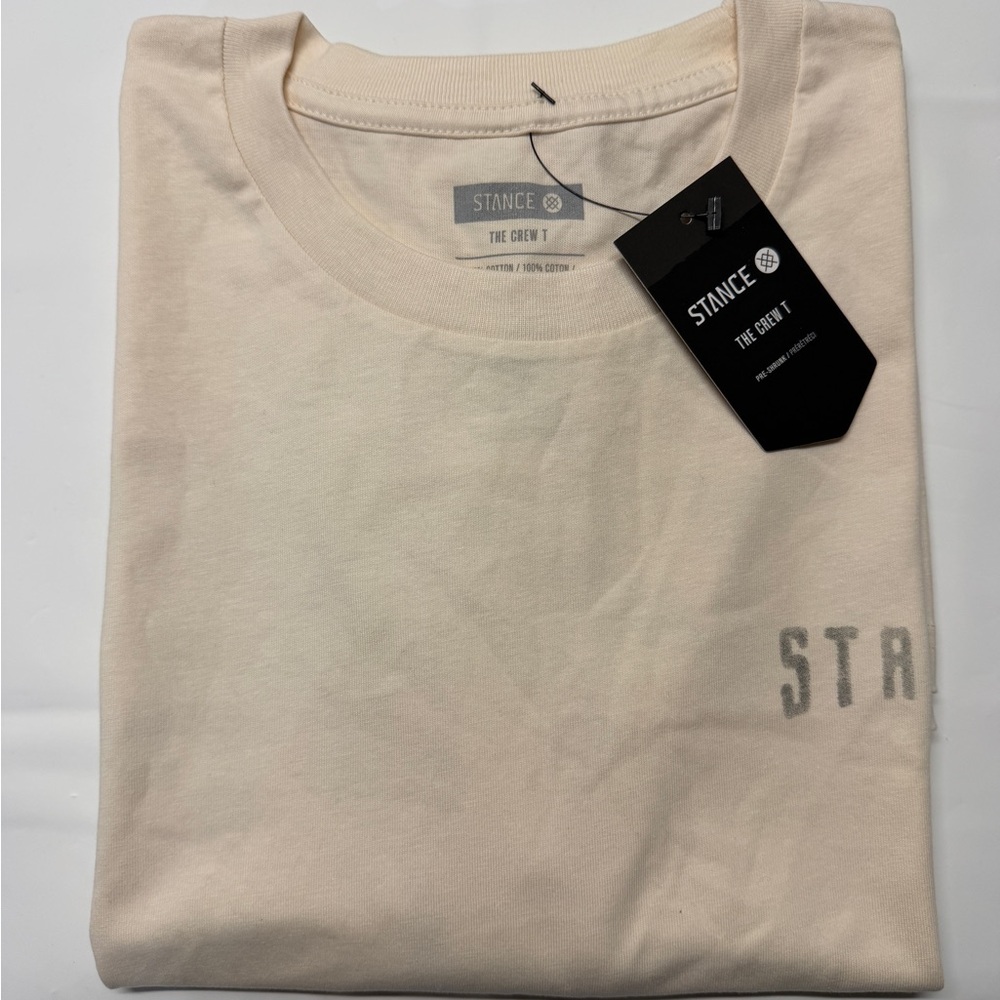 Stance Men’s Crew T-Shirt in Pale Cream with Brand‎ New w/ Tags